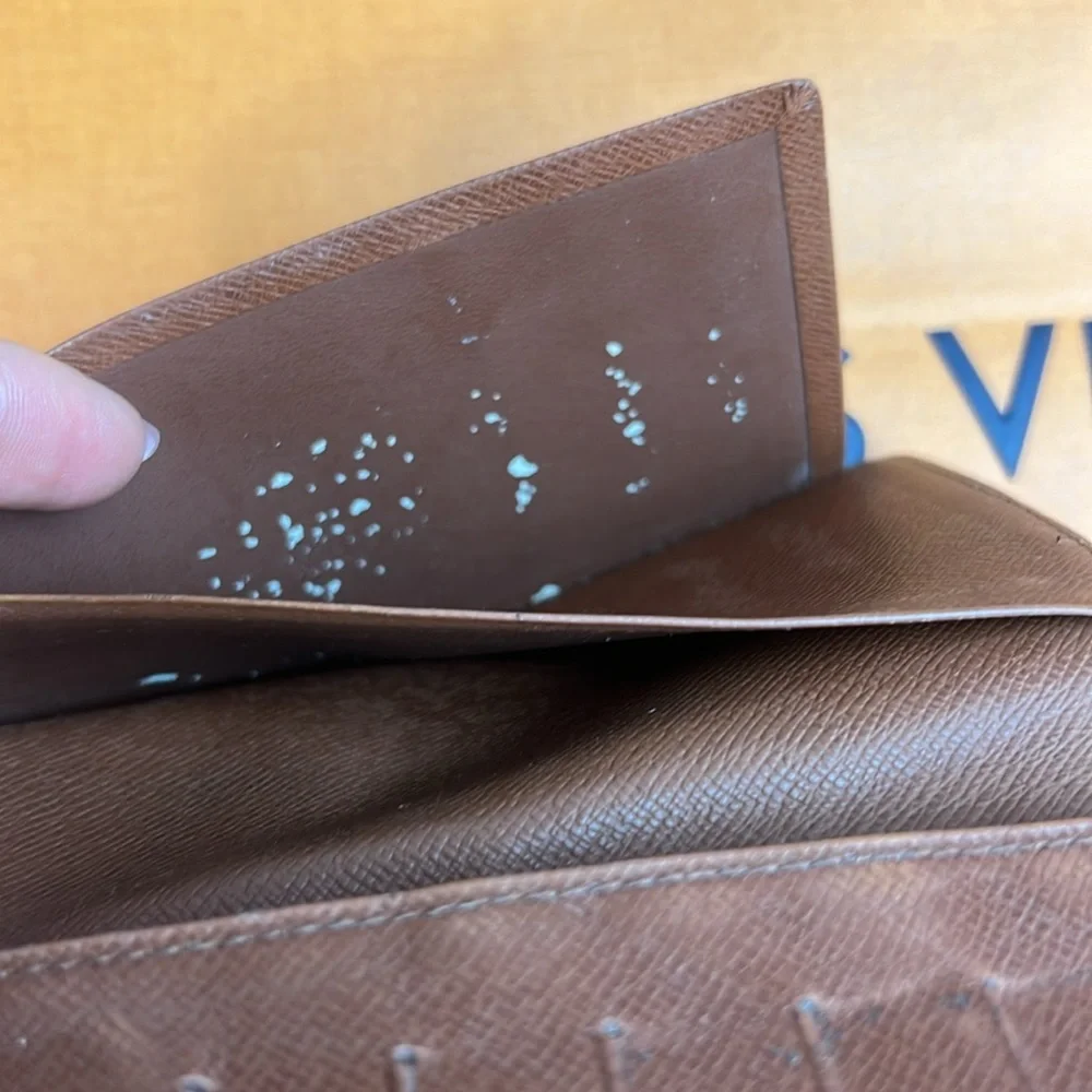 LV Luis Vuitton Brazza Long Wallet Monogram Canvas Men Brown Auth. Vintage